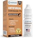 WELMATE Clotrimazole 1% Antifungal Topical Solution | 0.33 fl oz (10mL) Athlete's Foot, Jock Itch, Ringworm Treatment & Ear Drops, Greaseless Non-Staining, Fast Relief for Itchy, Burning Skin