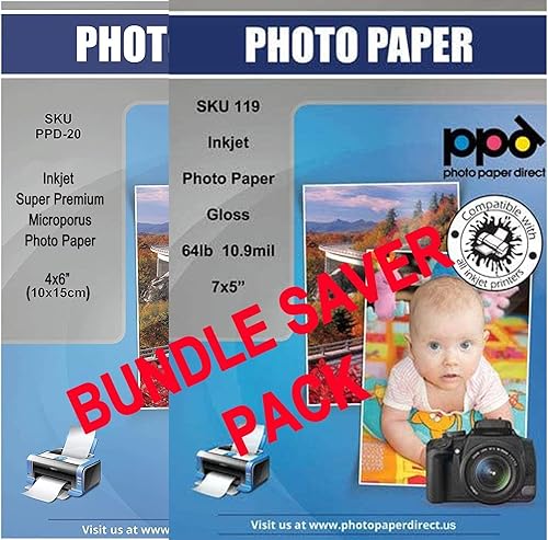 PPD Paquete de tarjetas fotográficas brillantes de alta calidad de 4 x 6 pulgadas, 68 libras, 8.99 ozm, 10.5 mil x 100 tarjetas y papel fotográfico
