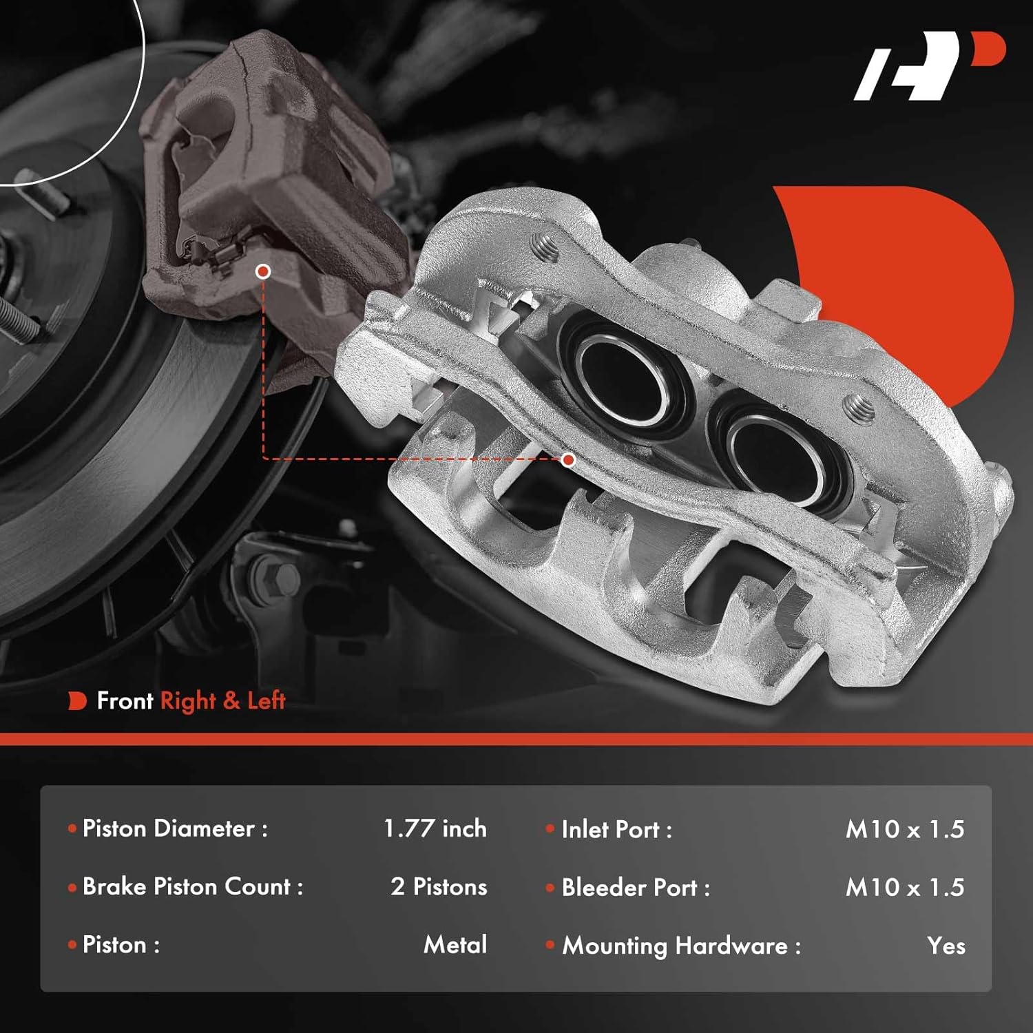A-Premium Disc Brake Caliper Assembly with Bracket Compatible with Buick and Chevy Models - Lucerne 2006-2011, Impala 2006-2013, Impala Limited 2014-2016, Monte Carlo 2006-2007 - Front, 2-PC Set