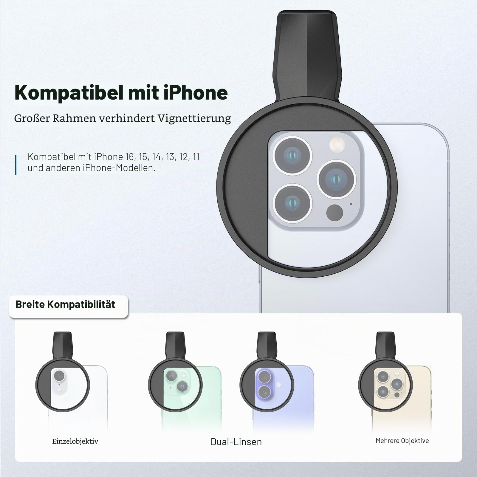 NEEWER 67 mm Clip On CPL Filter, zirkularer Polarisationsfilter für Smartphone Kameras, Fotografie Zubehörset, kompatibel mit iPhone 17, 16, 15 Pro Max Plus, 16e, 14, 13 mini, FL-B23