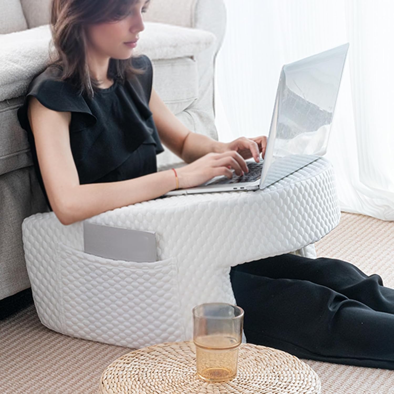 Ergonomic Lap Desk Pillow for Reading & Gaming - Plus Size Lap Pillow with Pocket for Laptop/Tablet/Book Support – Soft Cushion Base