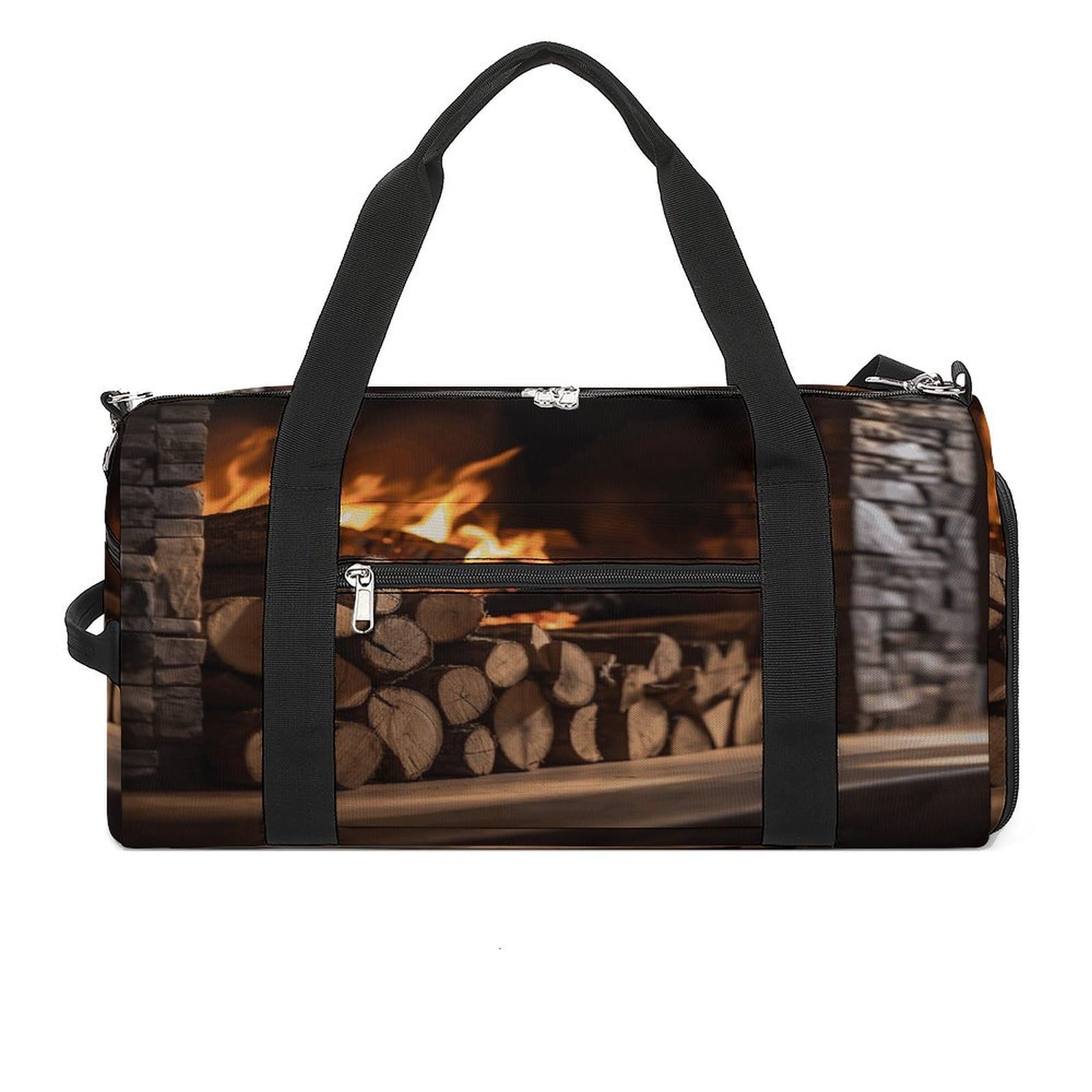Turnbeutel für Damen und Herren, Holz auf Kamin, wiederverwendbar, Turnbeutel mit Schuhfach, Stil, Einheitsgröße, modern, Stil:, Einheitsgröße, Modern
