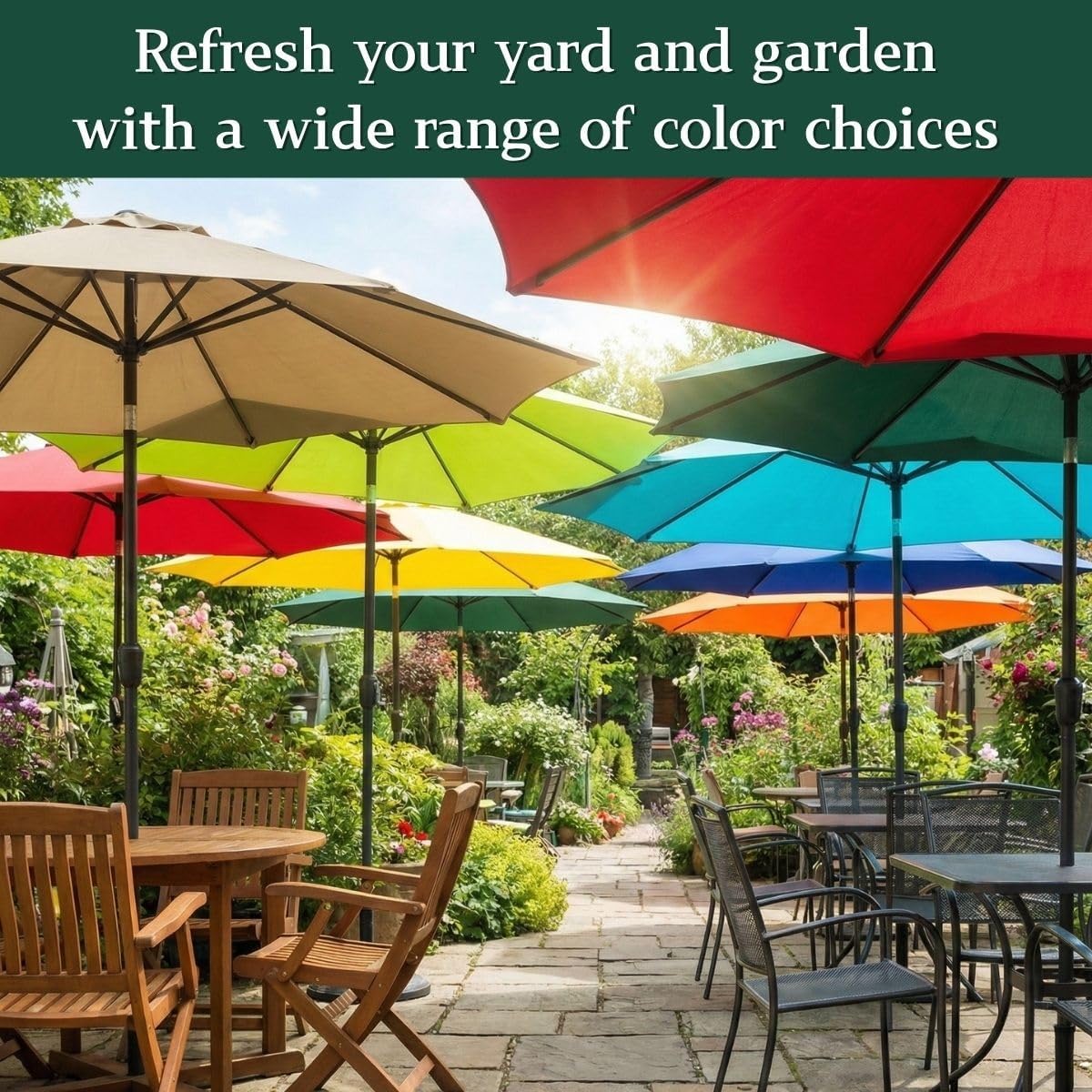 Patio Umbrella Replacement Canopy for 8 Ribs, 9ft 10ft 13ft Waterproof UV Protection, Market Umbrella Replacement Canopy for Garden, Pool, Outdoor Table, Canopy Only