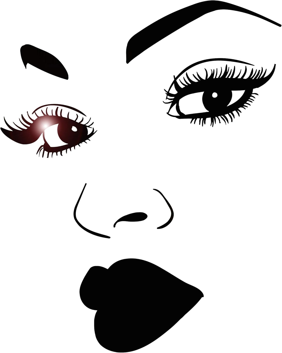 Vinyl Wall Decal African Woman Makeup Girl Face Eyelashes Lips Stickers Large Decor (2213ig) Black