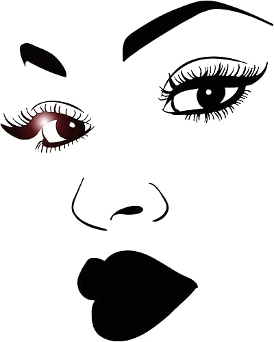 Vinilo adhesivo de pared de mujer africana, maquillaje niña, pestañas faciales, labios, decoración grande (2213ig) negro
