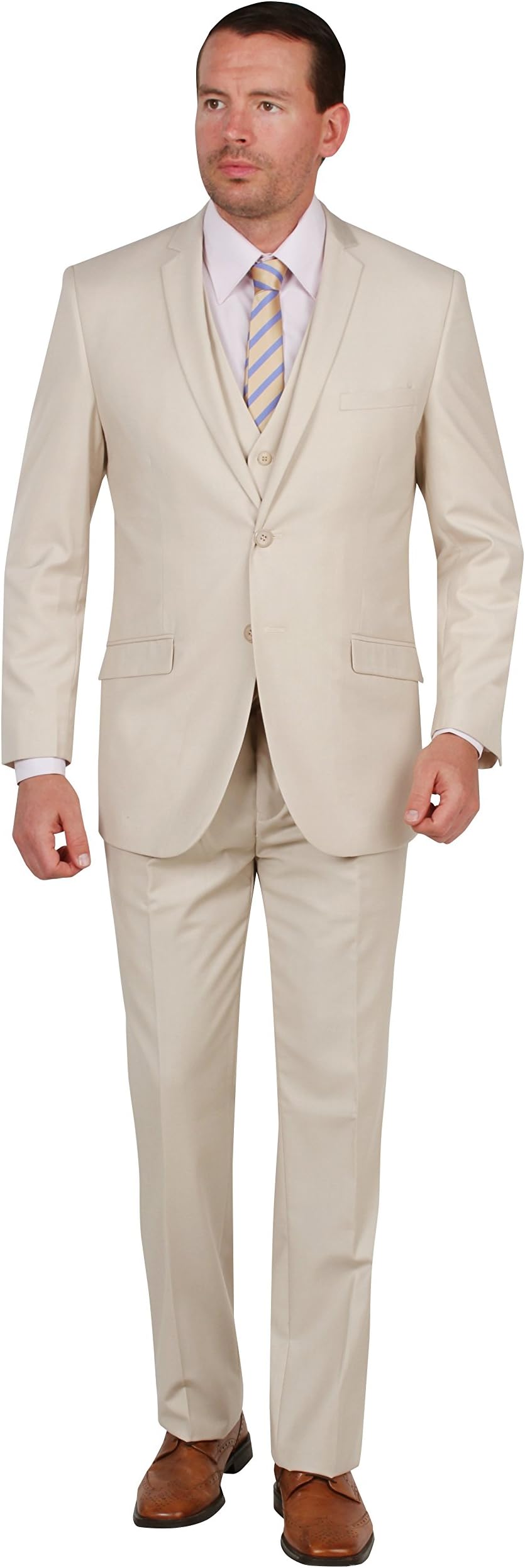 Tazio Mens Suit 2 Button 3 Piece Slim Fit