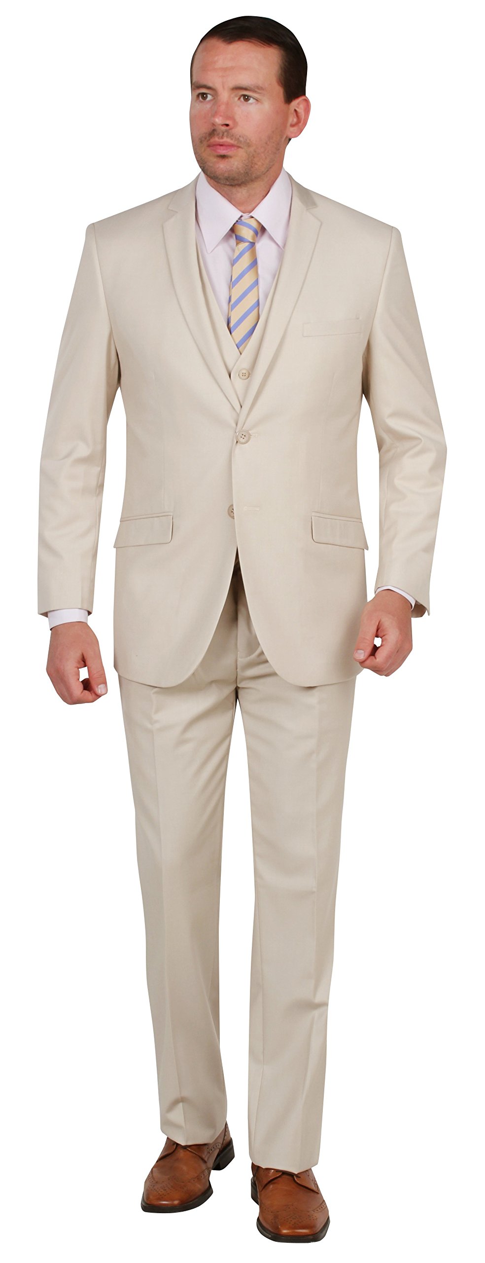 Tazio Mens Suit 2 Button 3 Piece Slim Fit