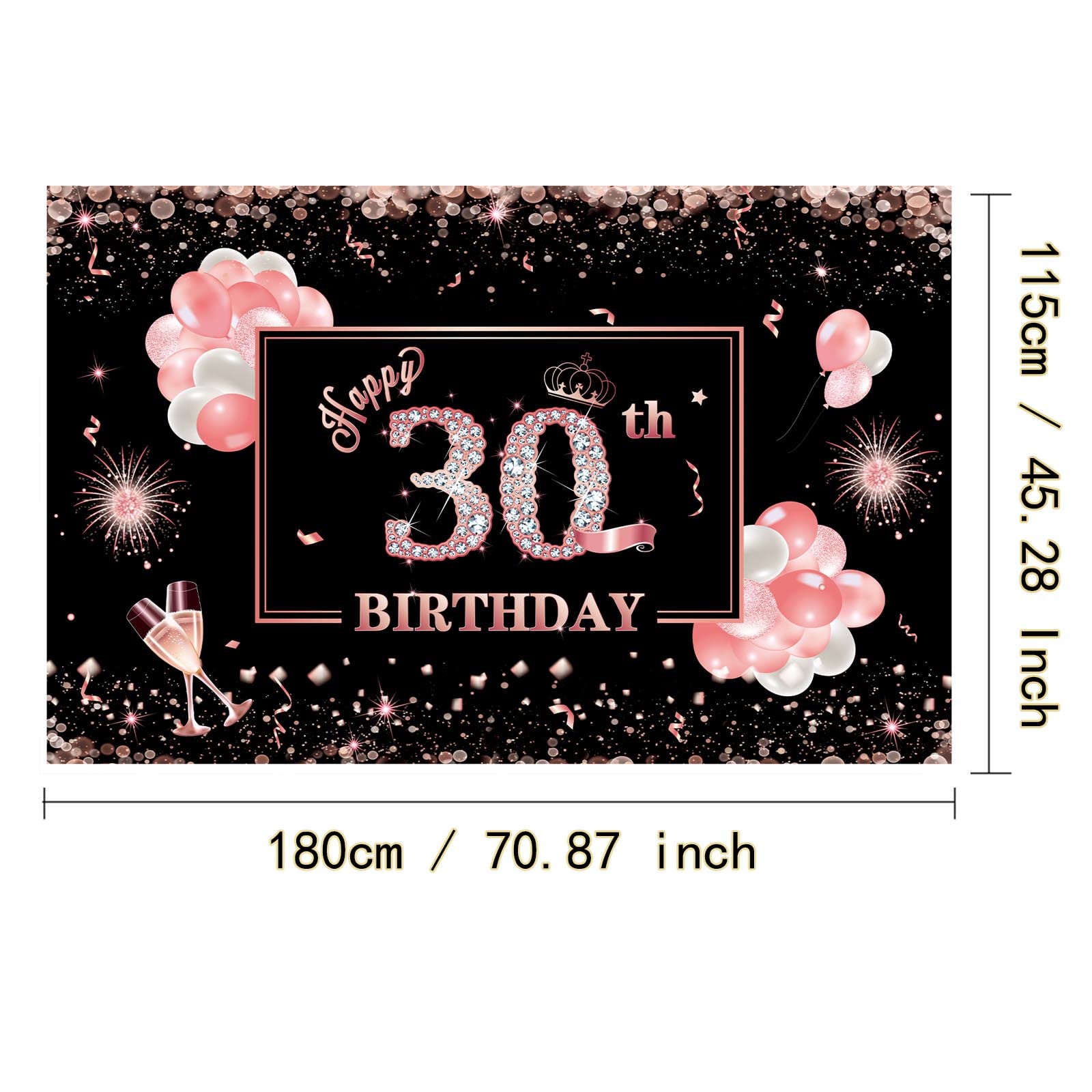 RoadSea 'So Long & Goodnight' Banner – 30. Geburtstag Dekoration, Schwarzer Glitzer, Ca. 2 M Lang, Zum Zusammenstecken