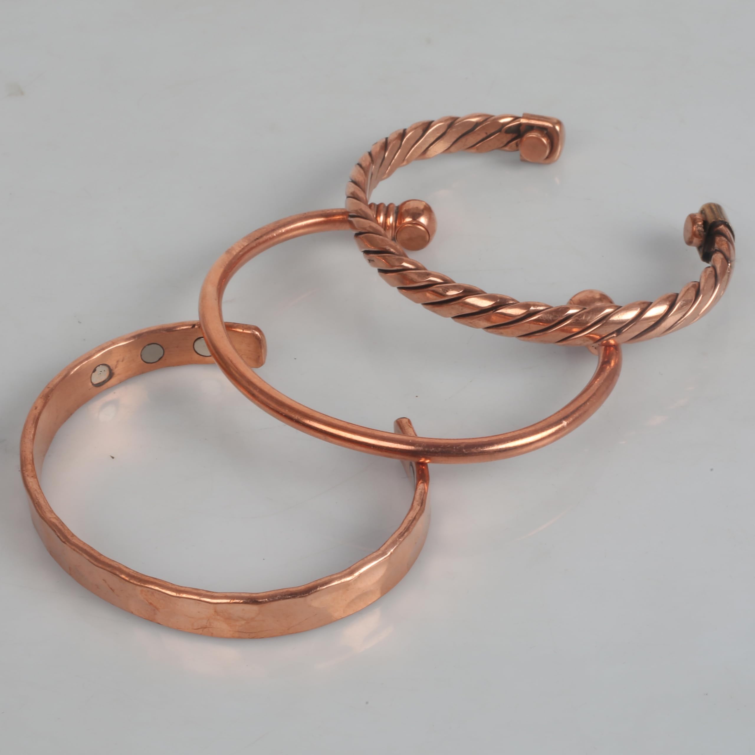 Touchstone Bracelets en cuivre | Cadeau pour homme et femme | Bijoux magnétiques 100 % pur et solide | Ensemble de bracelets faits à la main | Bracelets tibétains en corde tressée., flexible, Cuivre