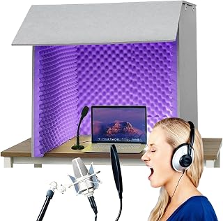 Portable Desktop Soundproof Booth – Foldable Vocal Isolation Cube With Acoustic Cotton For Studio & Home Recording