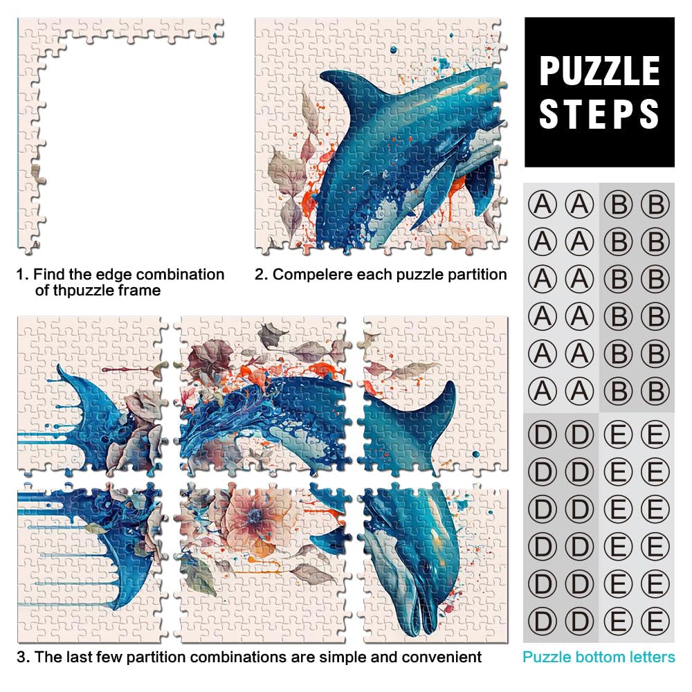 Delphin Mythologisch Puzzle für Jugendliche 2000 Teile Lernspielzeug für die ganze Familie Die Liebe zwischen Paaren stärken 70x100cm