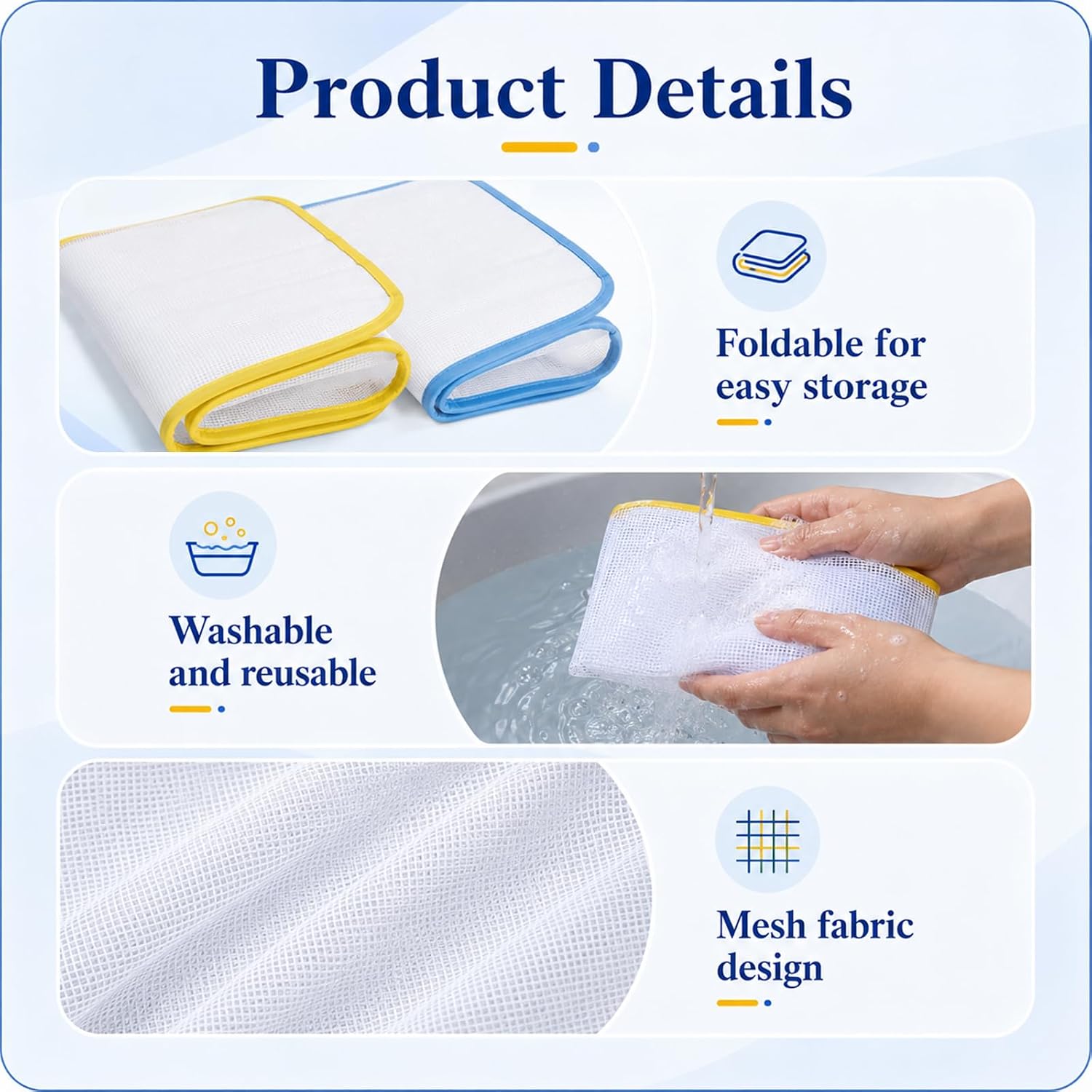 4 PCS Pressing Cloth for Ironing and Sewing, Ironing Cloth to Protect Clothes Durable Resistant Polyester Mesh Protector for Delicate Garments, Reusable Fabric Care Accessory, 23x15 Inches