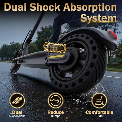 Miniatura 5 de WERHY H11 Scooter eléctrico de 10 pulgadas con suspensión y absorción de golpes, motor potente de 500 W y velocidad máxima de 22 MPH, alcance de 25