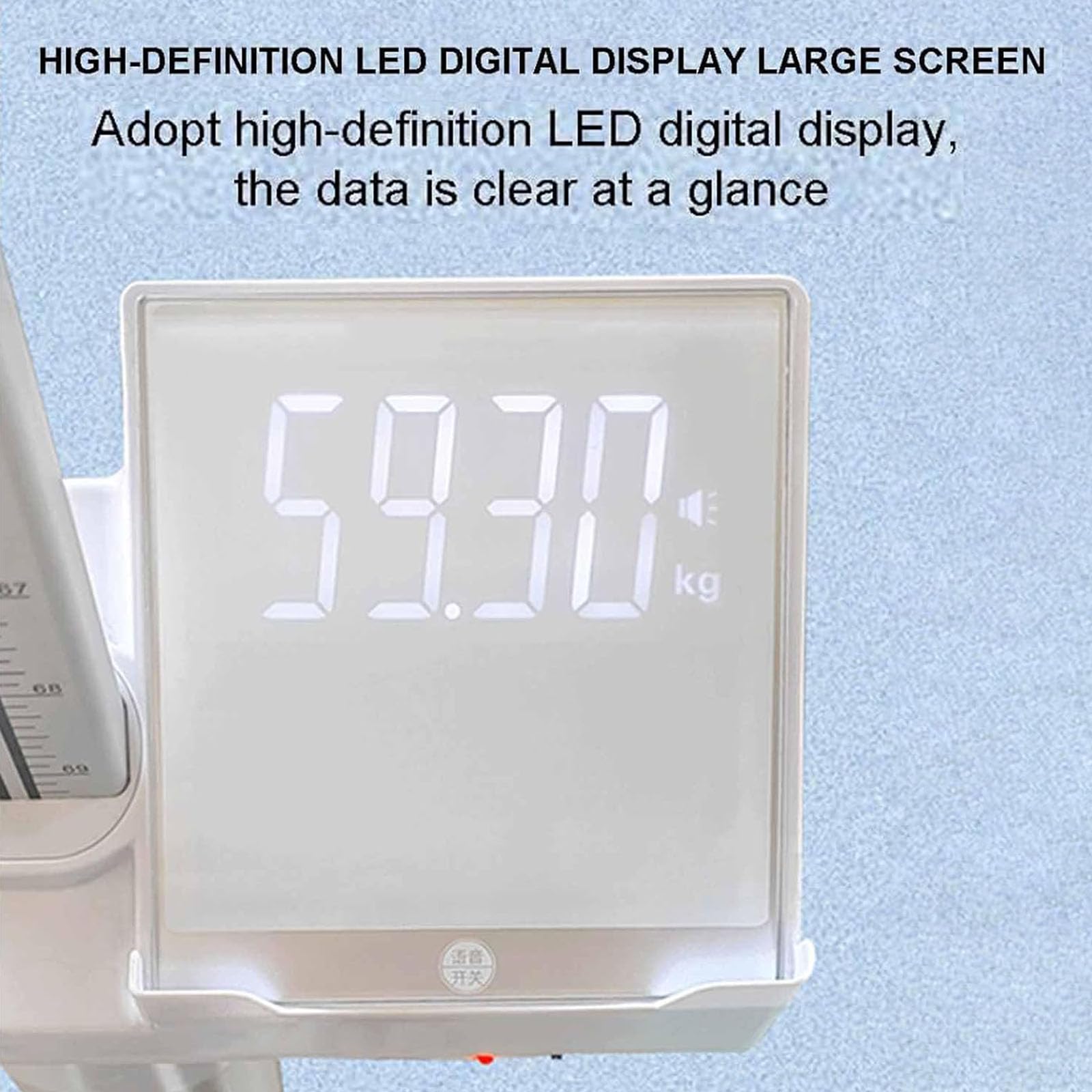 Báscula de altura y peso, 82-210 cm, doble pantalla, rango de pesaje de 0,3 a 180 kg con aviso de voz, báscula digital LCD todo en uno para adultos y niños,A