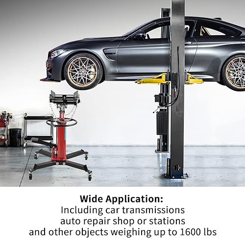 Miniatura 7 de 1600Lbs 2 etapas transmisión hidráulica Jack Stand telescópico 34" - 70" altura ajustable con pedal 360 grados giratorio elevación rueda elevación