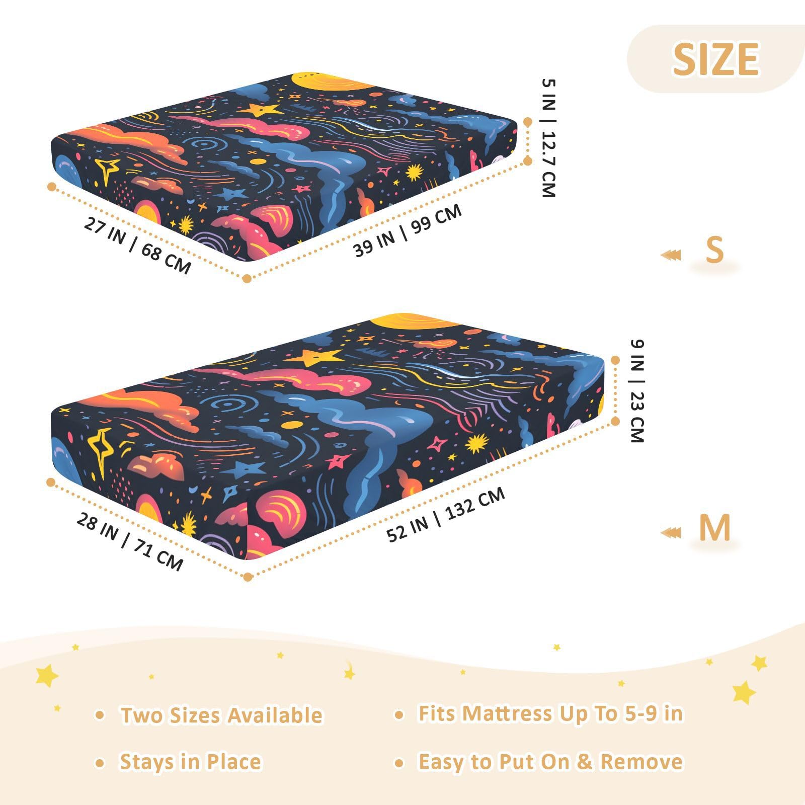 Dessin Animé éToiles Bleu Galaxie Drap Housse pour Lit BéBé en Coton Doux,Adapté au Matelas Parc