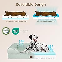 Vista 13 de EHEYCIGA - Cama ortopédica para perro grande, impermeable, de espuma viscoelástica y espuma tipo caja de huevos, bordes elevados, antideslizante