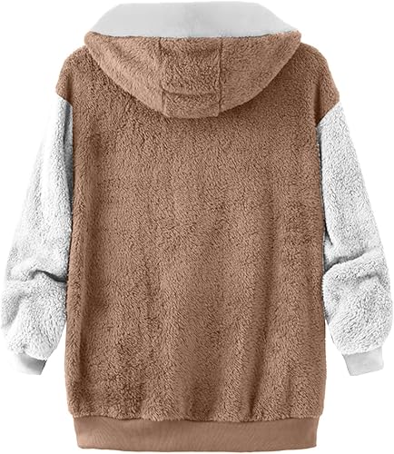 Vista 4 de Cbcbtwo Fuzzy Fleece Jacket for Women Plus Size Warm Winter Coats Fluffy Sherpa Hoodie Zip up Casual Cardigan Outerwear