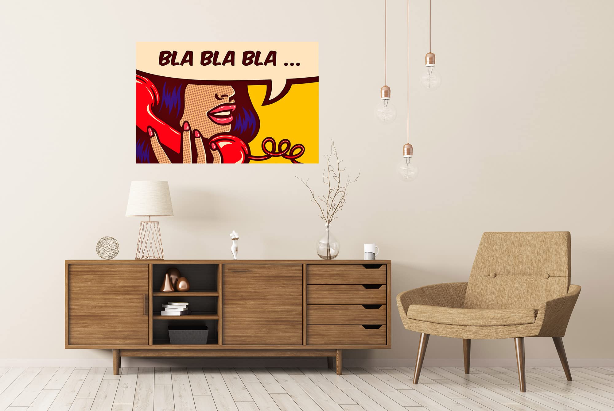 islandburner XXL Poster Pop Art Stile Comic Style Ragazza Parlare Vintage Telefono Premium Immagini Stampa Fotografica