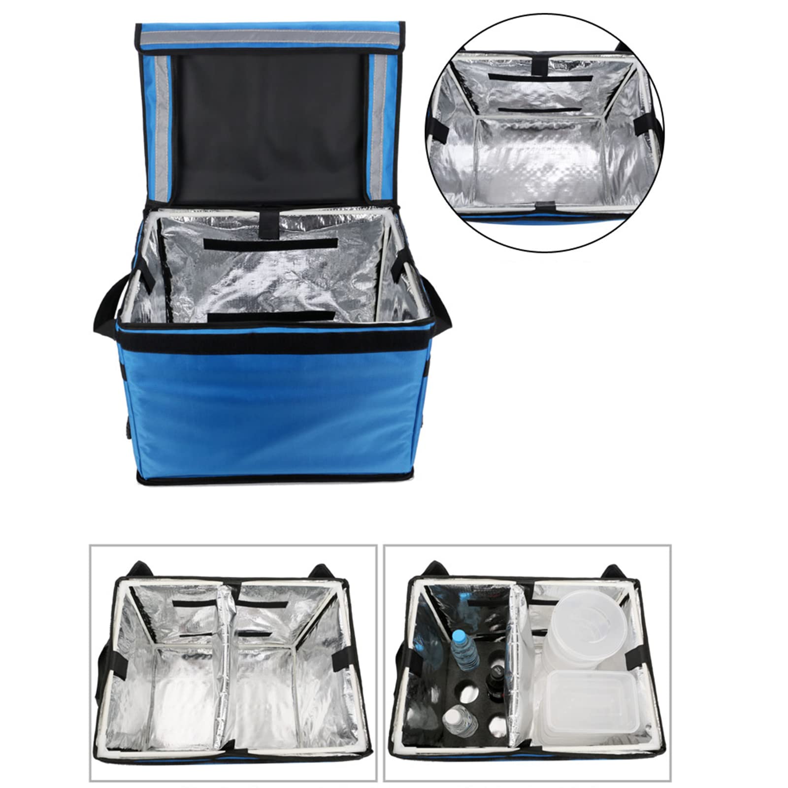 Caja de Mochila Grande para Llevar de 43L Incubadora de Entrega de Comida Rápida Aislada Bolsa Térmica Impermeable con Portavasos Correa para el Hombro