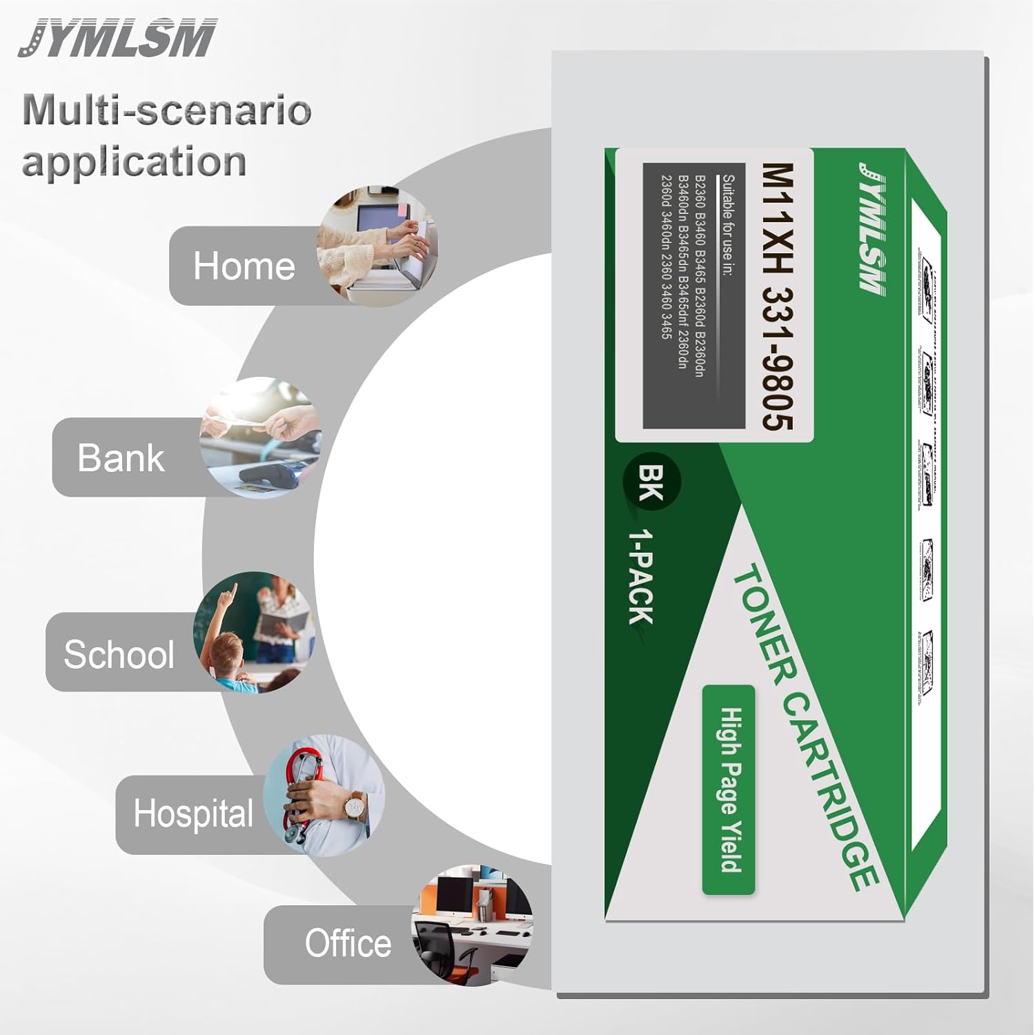 B2360 Toner Cartridge 1 Pack Replacement for Dell B2360 B2360d B2360dn B2365 B3465dnf B3460 B3460dn B3465dn Printers, M11XH 331-9805 Toner Cartridge, (8,500 Pages)