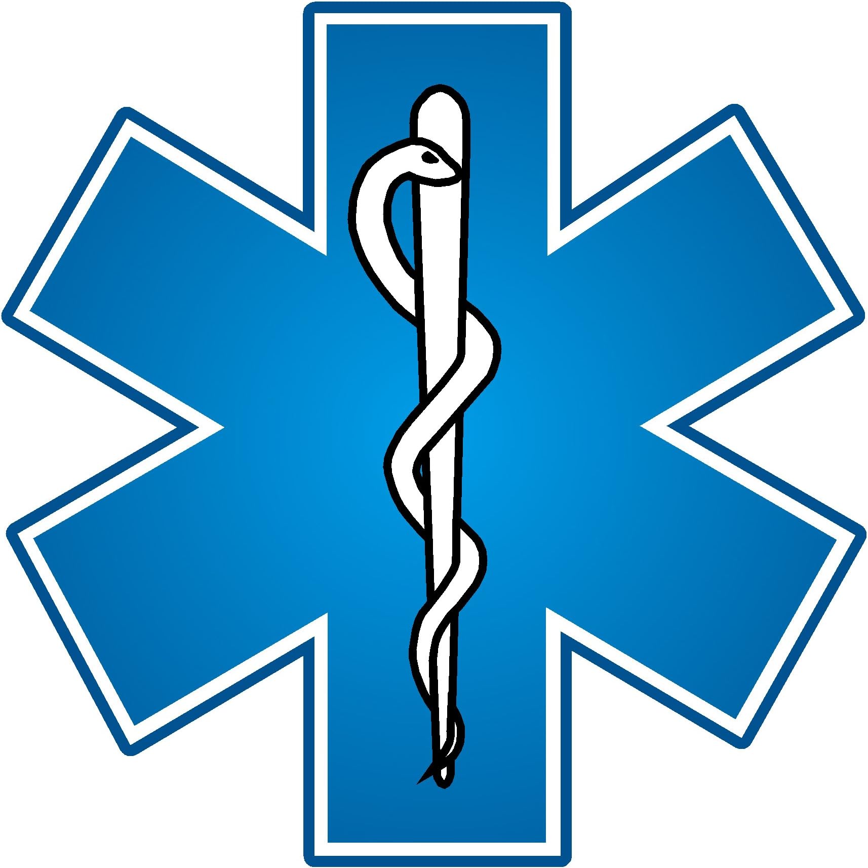 EMT EMS Paramedic Blue Star of Life Caduceus Reflective Decal - 11" X 11"