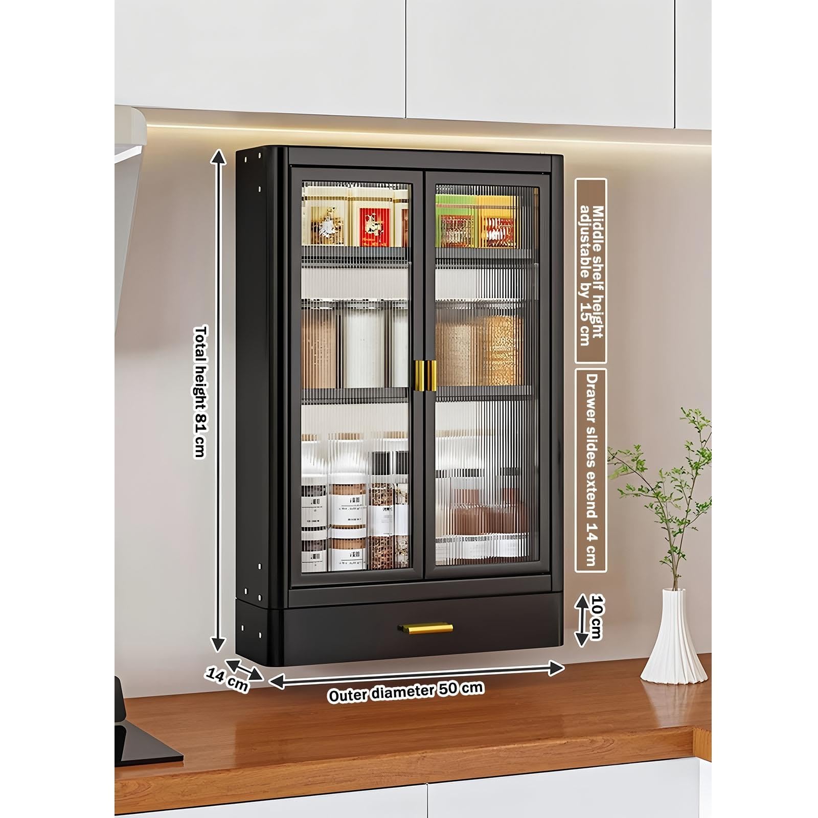 Zfmnoyev Armario De Cocina Metálico De Pared con Puertas De Acrílico