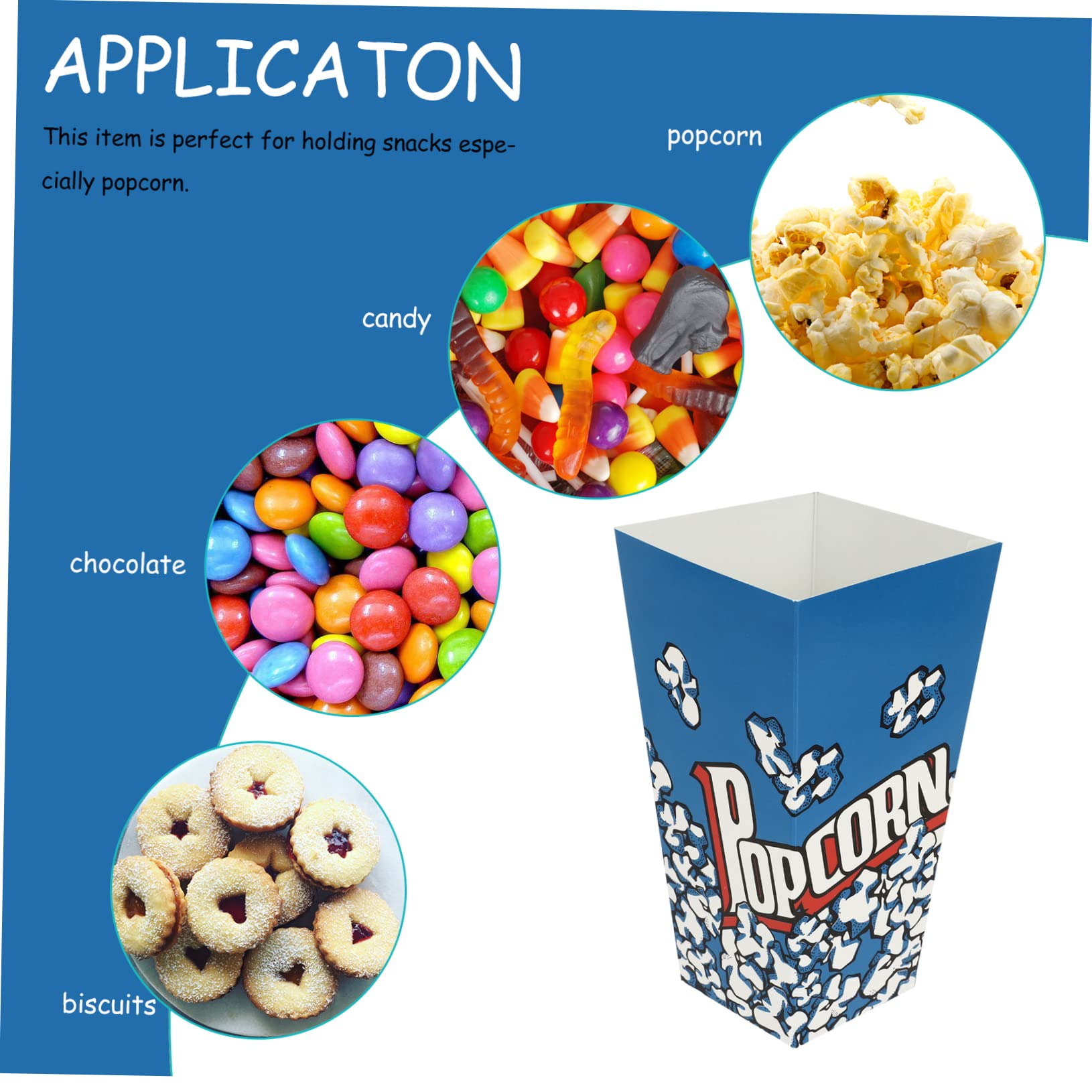 Toyvian Cajas De 100 Uds. Caja De Palomitas De Maíz Titulares De Palomitas De Maíz Tina De Palomitas De Maíz Contenedor De Palomitas De Maíz Cubo De Palomitas De Maíz Papel Microonda