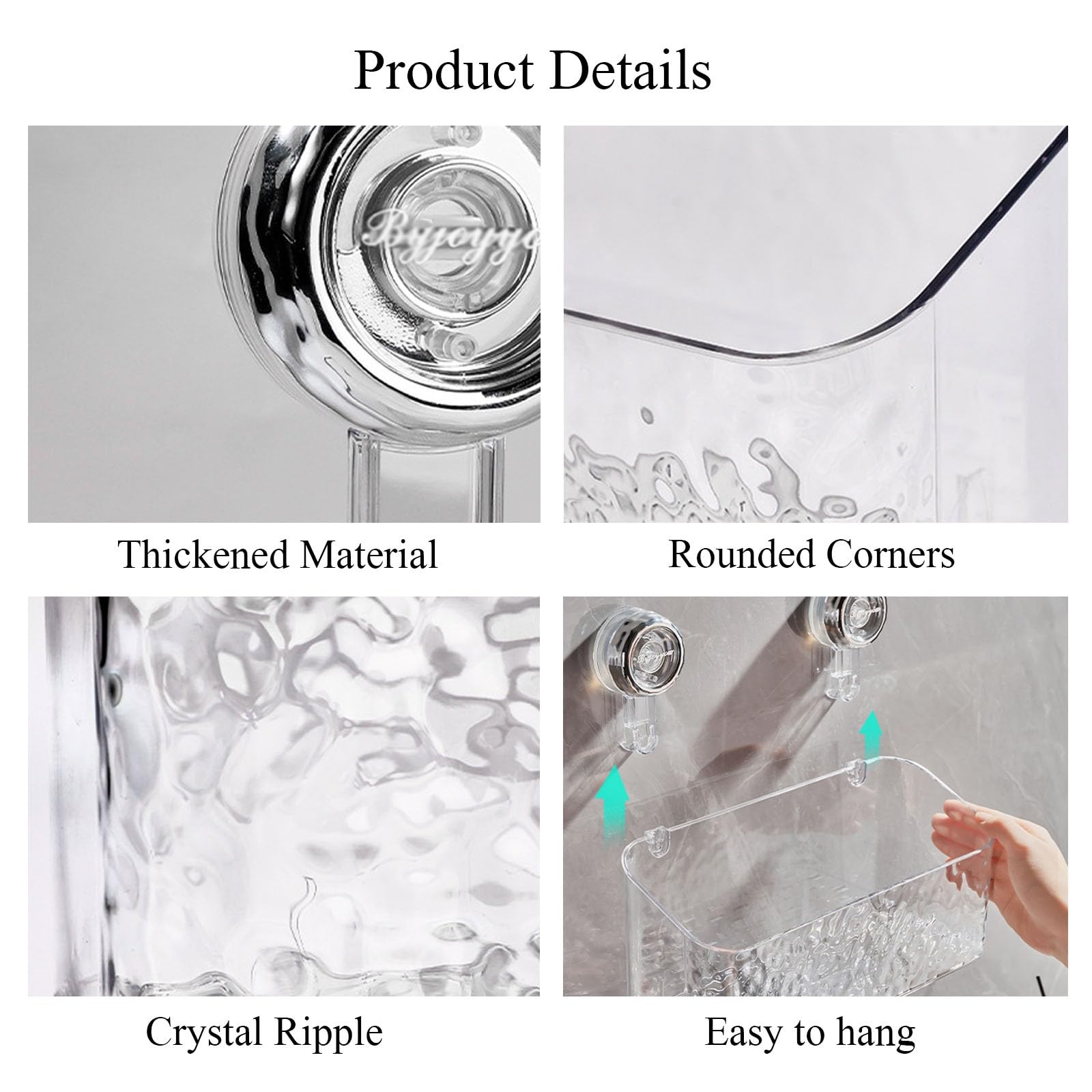Transparentes Gletschermuster Saugnapf Regal, Abnehmbarer Dusch Saugnapf Regalkorb eine Sekunde Installation Saugnapf Badezimmer Duschaufbewahrungs Organizer(E)