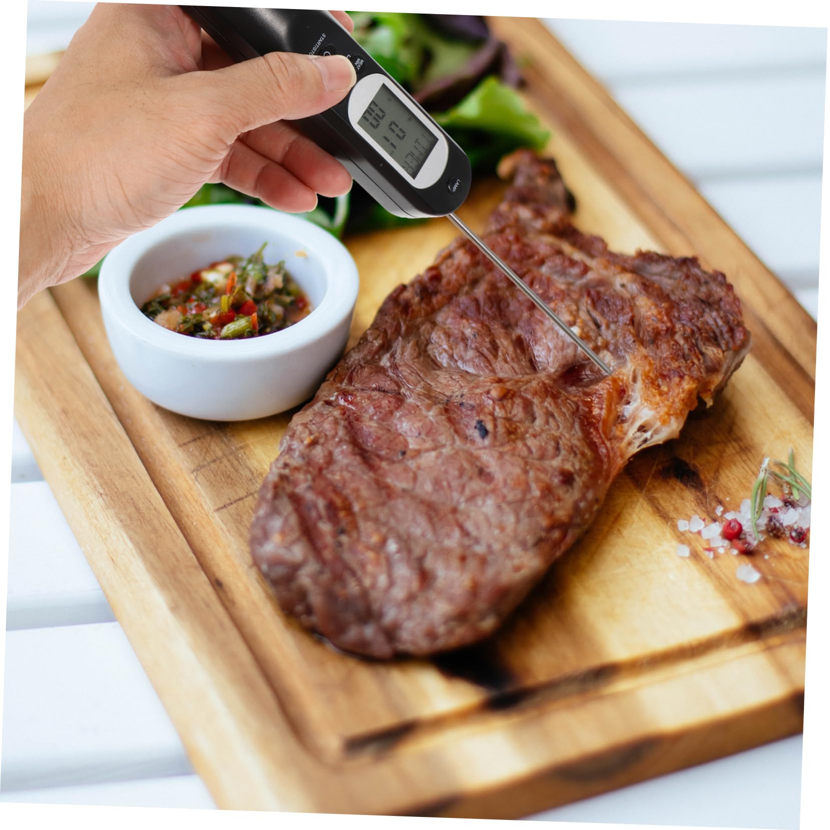Cabilock Termómetro De Carne Digital Para Barbacoa y Cocina Carga Usb y Alarma De Voz Medidor De Temperatura