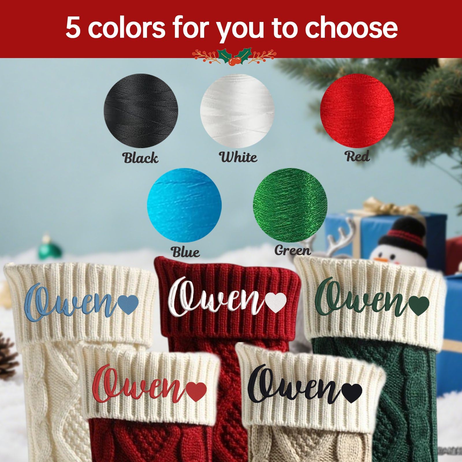Personalisierte bestickte Namensstrümpfe, Weihnachten, benutzerdefinierte Namen, gestrickte Strümpfe für Kamin-Dekoration