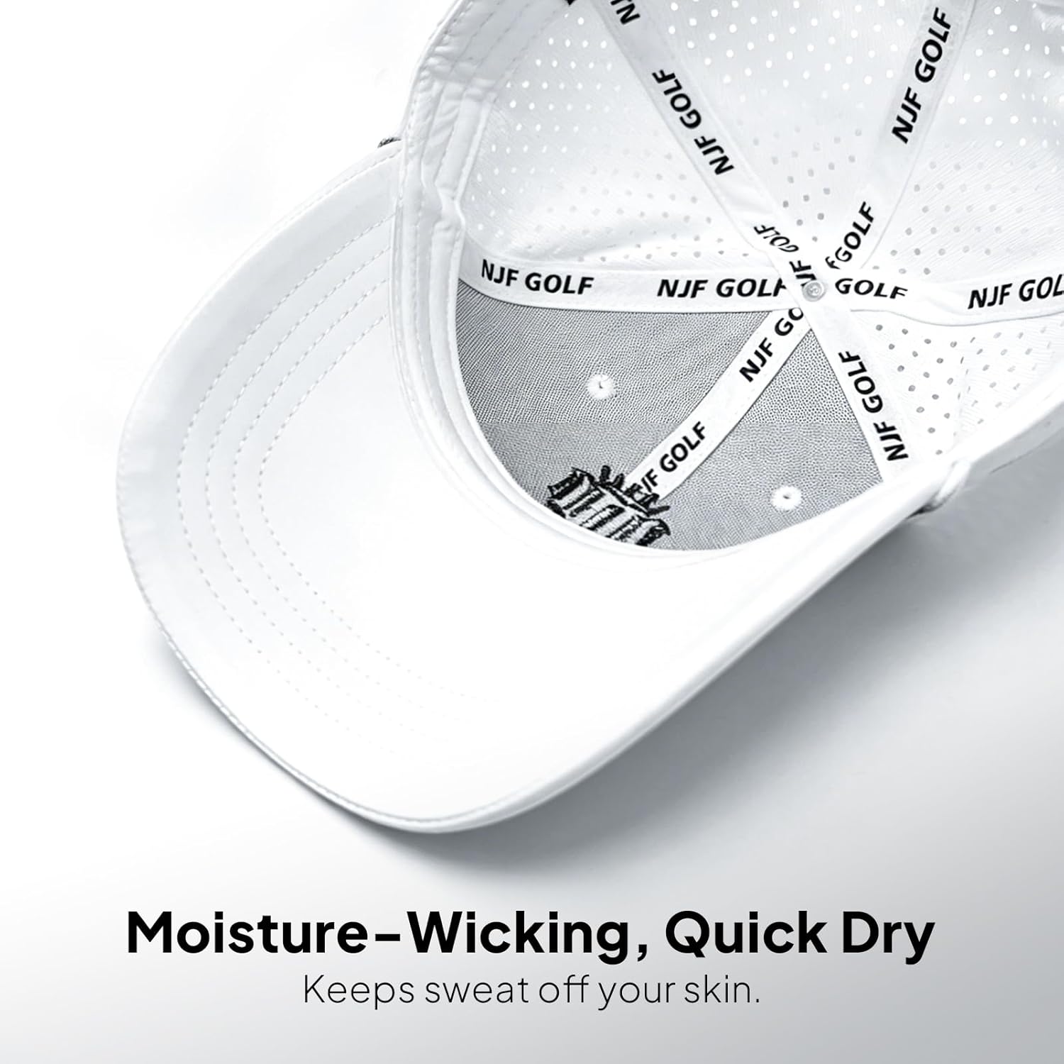 NJF Golf Hat Men - Breathable Mens Golf Hats, Adjustable Rope Hook and Loop Style Cap, Convenient Cap with Tee Holder