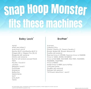 Snap Hoop Monster for Baby Lock/Brother (4 x 4) | Magnetic Embroidery Hoop for Machine Embroidery