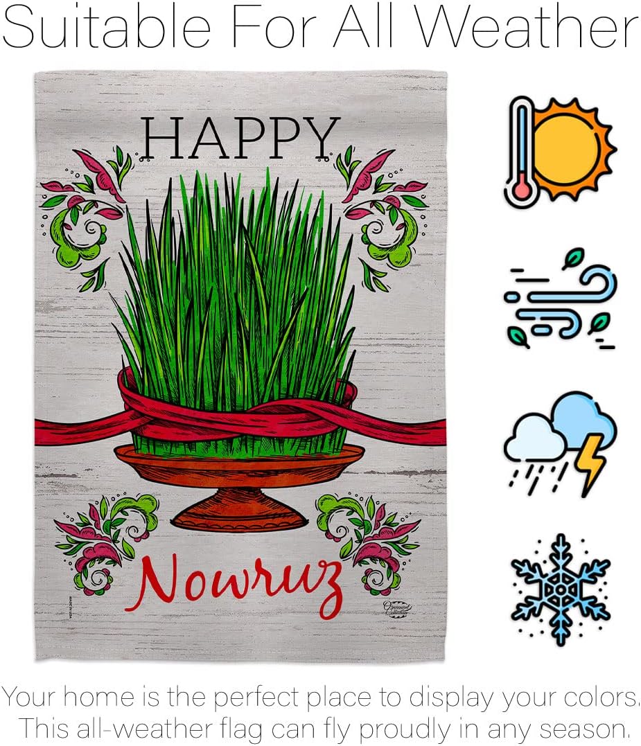 Sabzeh Nowruz Dorm Decor Banner Wall Art Flag Pole Patio Lawn Garden Room Decorations Indoor Outdoor Tapestry Yard Signs Celebration Persian New Year Christian Religion Day Holiday Made In USA