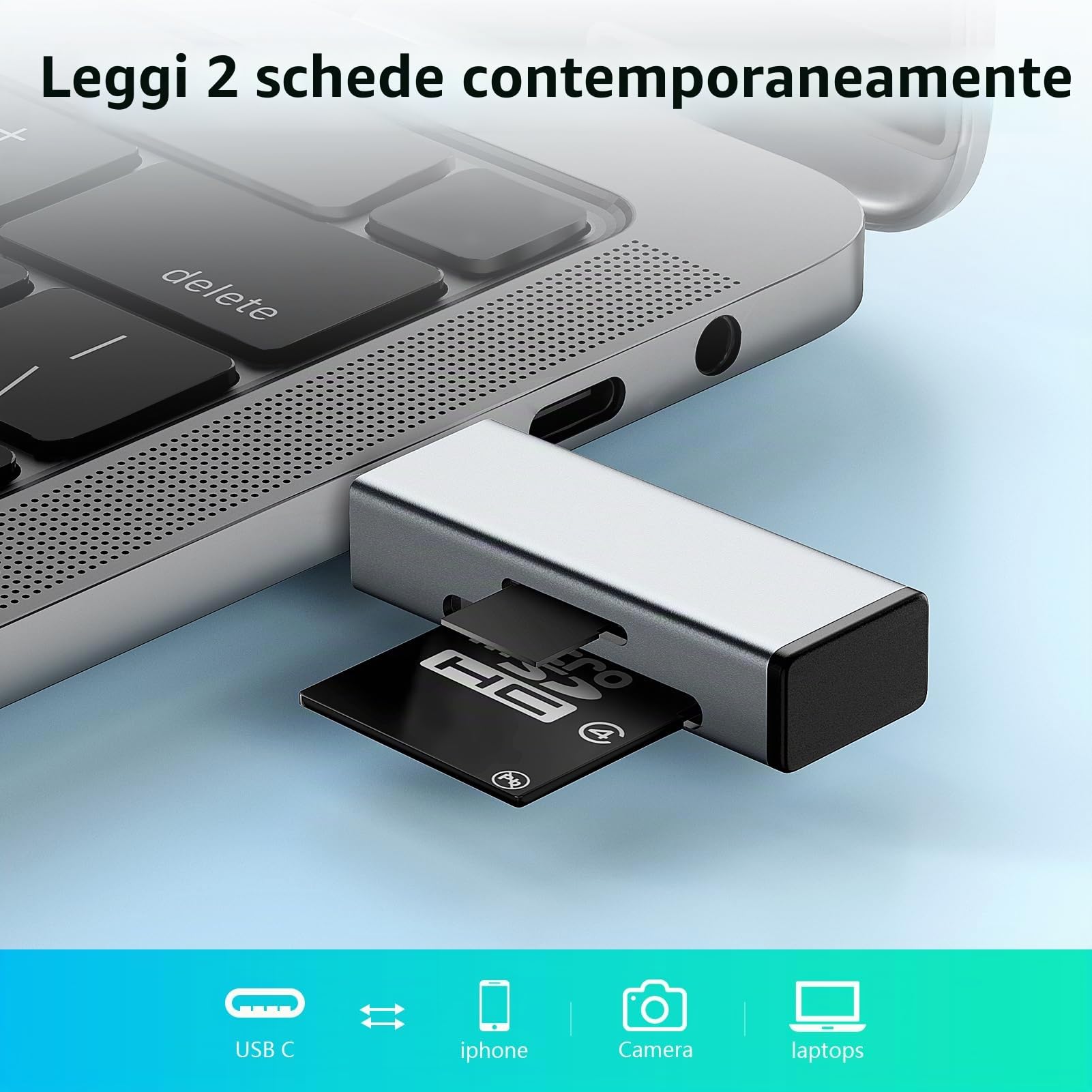 GKGG Lettore Di Schede SD/Micro SD USB-C | 3-in-1 Per Computer, Tablet E Smartphone Con OTG