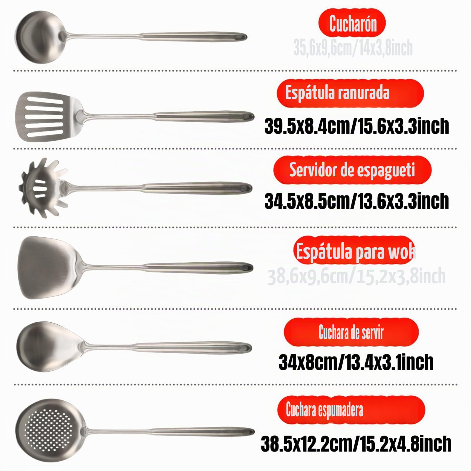 Juego de 6 utensilios de cocina de acero