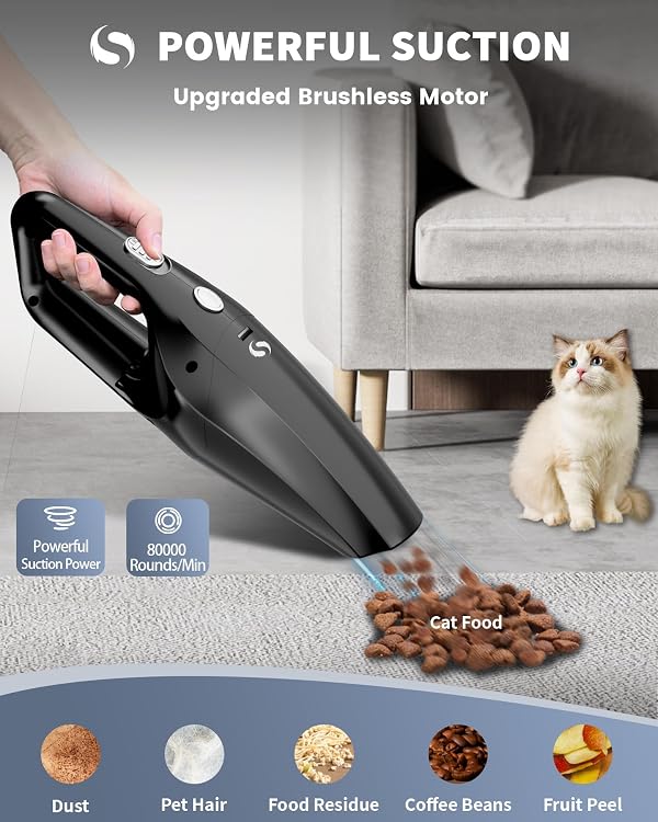 SERVOMASTER Handheld Vacuum Cordless Mini Car Vacuum Cleaner Portable and Rechargeable with Powerful Suction for Car Home Office and Pet Hair with HEPA Filter and Lightweight by SERVOMASTER - Used condition - Image 2