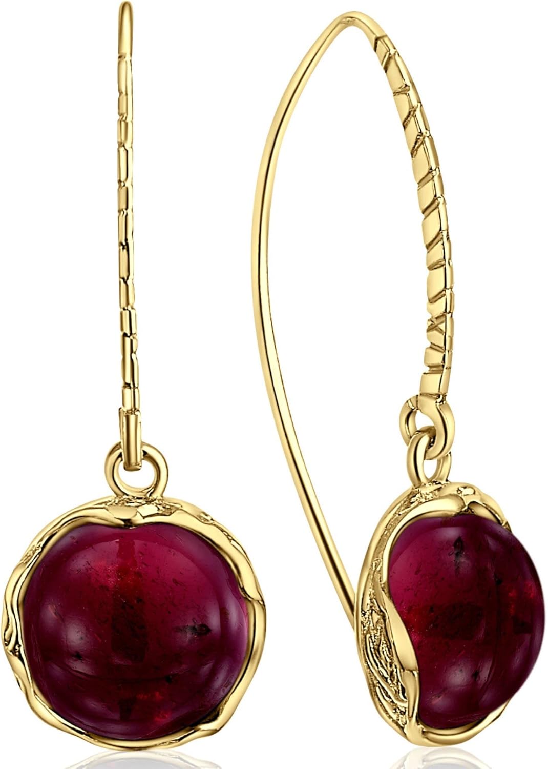 14K Gold Plated Gemstone Earrings for Women - Birthstone Earrings - Gold over 925 Sterling Silver - Gemstone Earrings - Elegant Statement Earrings for Women - Birthstone Jewelry