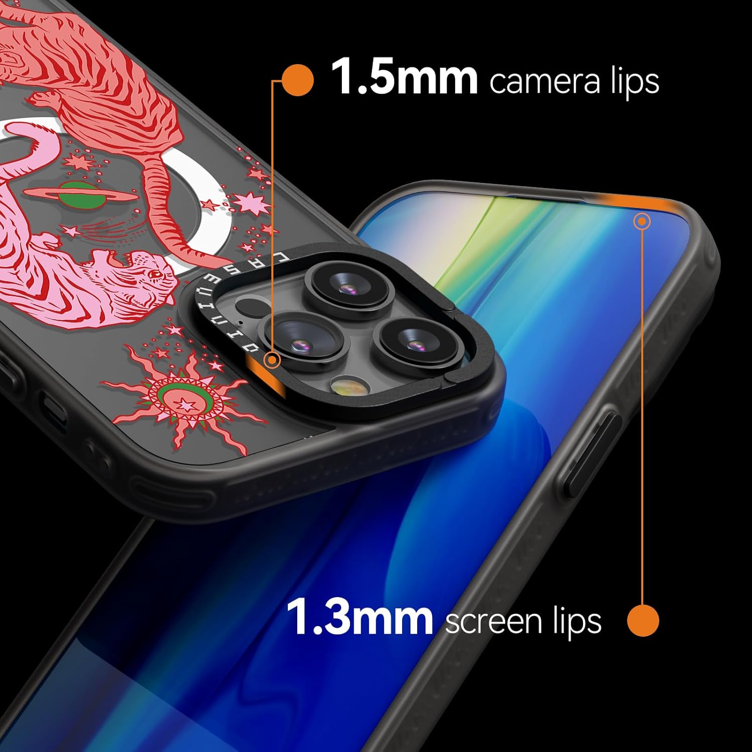 Magnetic for iPhone 14 Pro Magsafe Case Cute Aesthetic - Durable Fashion Funny Phone Case - Girly Tiger Pattern Print Cover Design for Woman Girl 6.1 inches Black