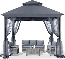 ABCCANOPY Outdoor Patio Gazebo 9x9 - Double Roof Canopy with