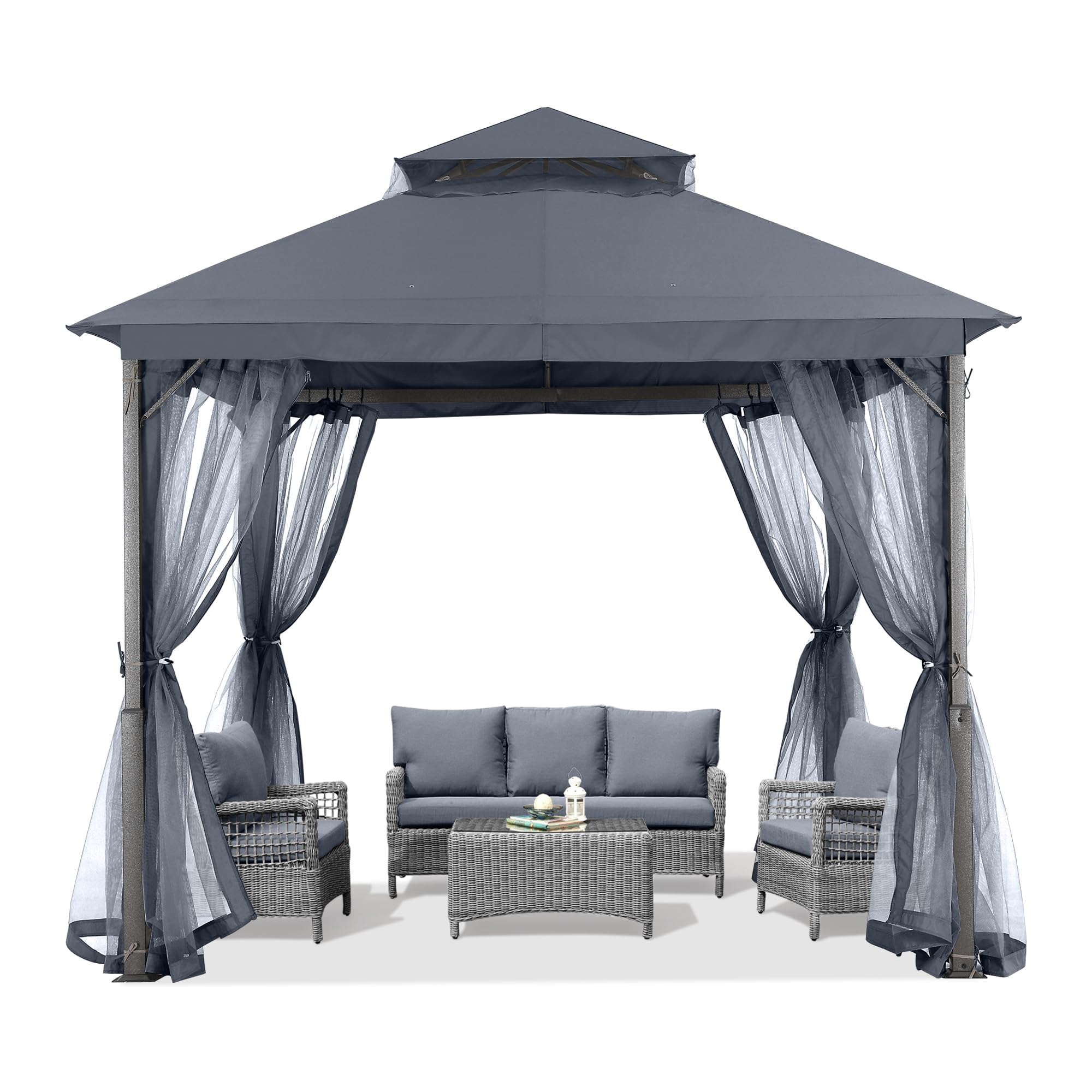 CYNTHIA ROWLEY XY タッパー グレー/ブラック Amazon.com : ABCCANOPY Outdoor Patio Gazebo 9x9 - Double Roof