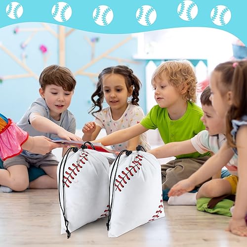Miniatura 6 de Nuogo 24 mochilas deportivas de béisbol con cordón para fiestas deportivas, bolsas de golosinas, bolsas de regalo, para jugadores, atletas, bolsas