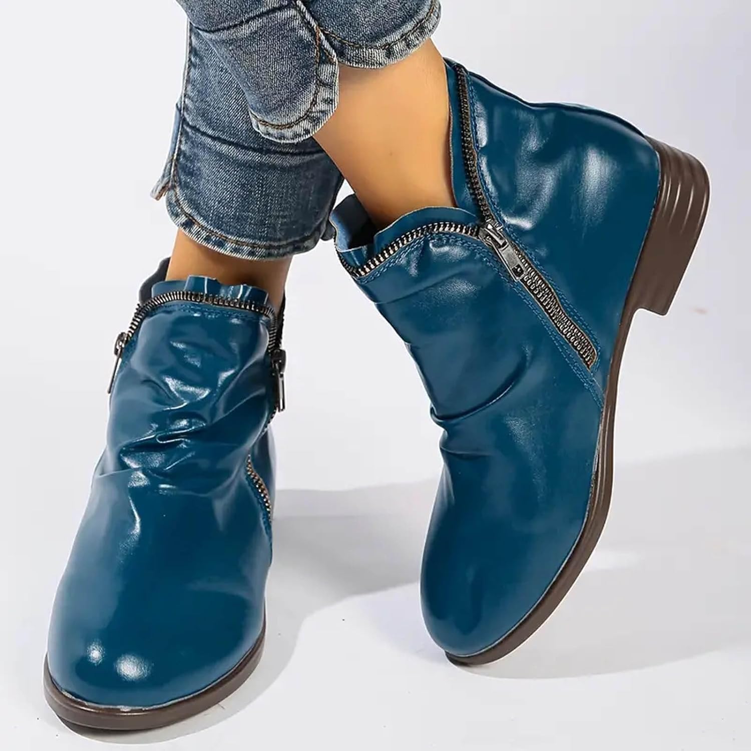 Ankle Boots for Women Arch Support Boots Side Zipper Vintage Leather Damping Shoes Flat Heel Booties Wide Width Orthopedic Comfortable Slip On High Top Business Dress Oxford Boot - Image 5