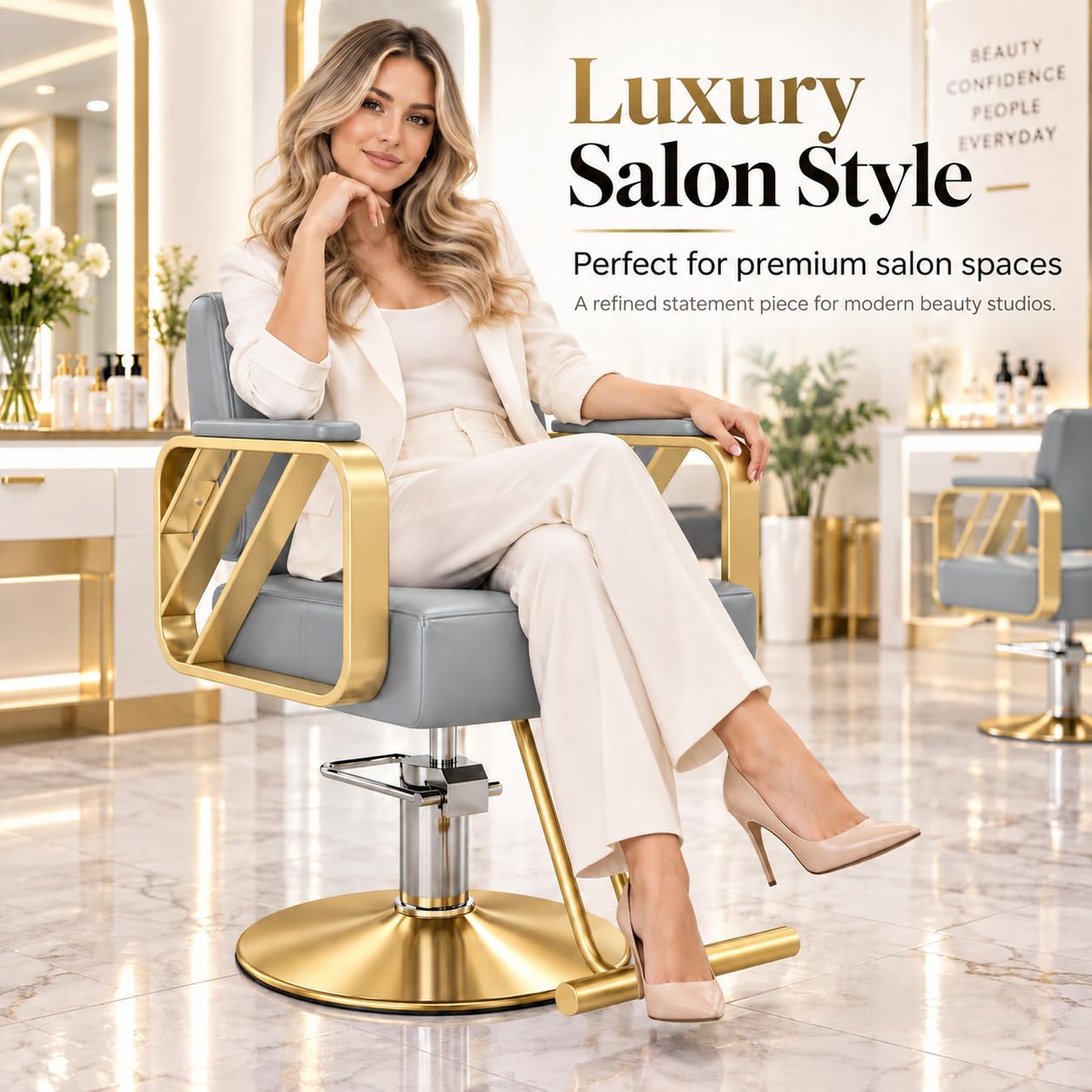 Poltrona Parrucchiere Idraulica Sedia Salon Girevole Professionale Blue
