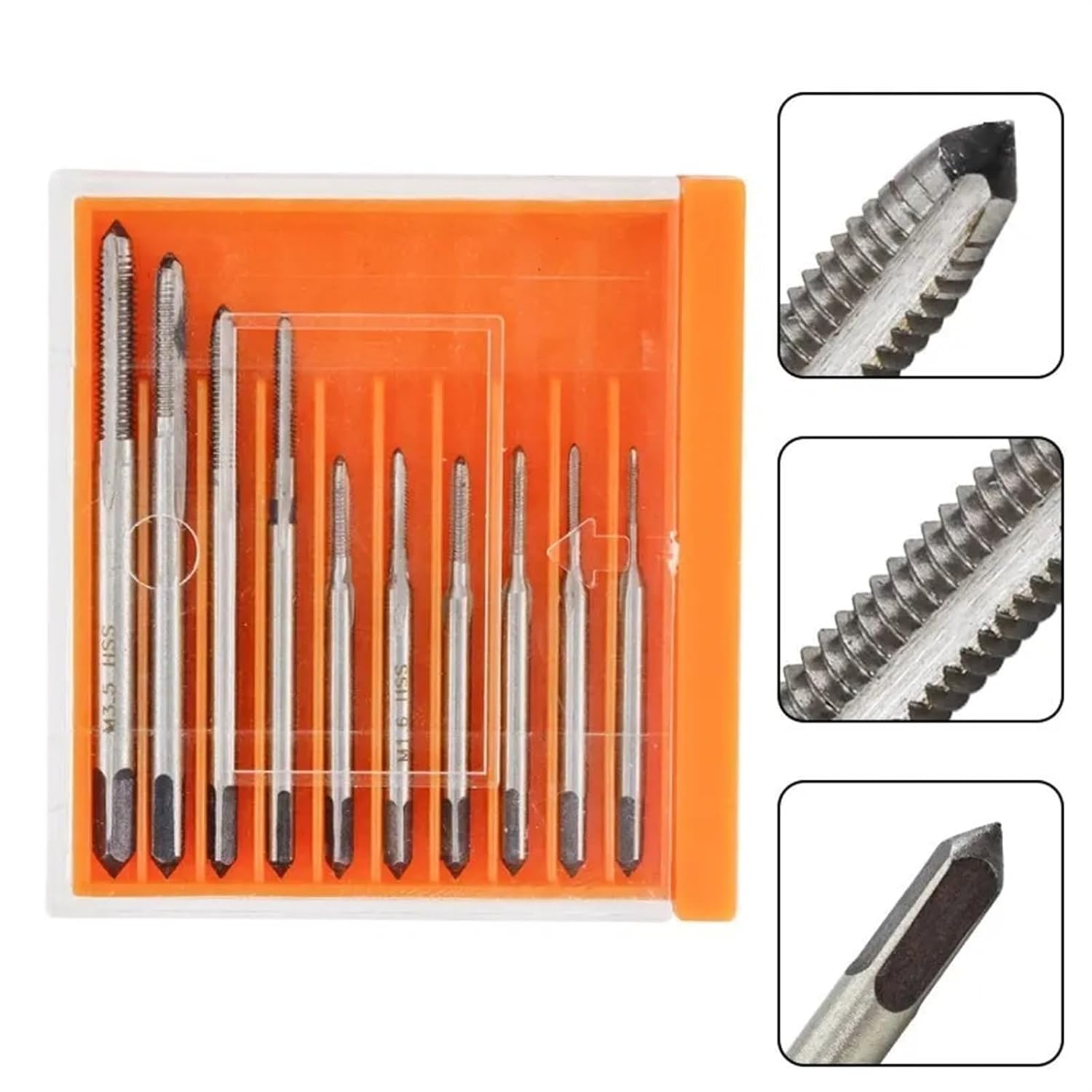 HSS Metric Screw Thread Tap M1-M3.5 Straight Flute Machine Tap Drill Bit Set(10pcs M1-M3.5 Set-01)