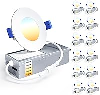 Vista 1 de Ensenior Paquete de 12 Luces LED Empotradas de Techo de 3 Pulgadas, Regulables, 2700K-5000K 5CCT, 500LM 6W 120V, Downlight Tipo Oblea Sin Caja