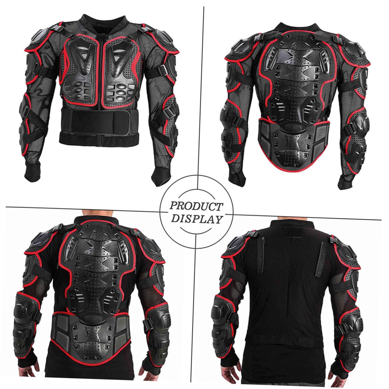 ORFOFE Gilet de Protection Moto Rouge Xl en Tissu et Mousse Anti-chute | Protections Dorsales et Lombaires Amovibles, Rembourrage Latéral Épais, Ceinture Élastique Réglable