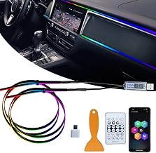 Acryl Ambientebeleuchtung Auto LED Innenbeleuchtung, 2 IN 1 110cm+35cm 168LEDs RGB LED,App+Fernbedienung Control steuerbare,Mehrfarbige Ambientebeleuchtung