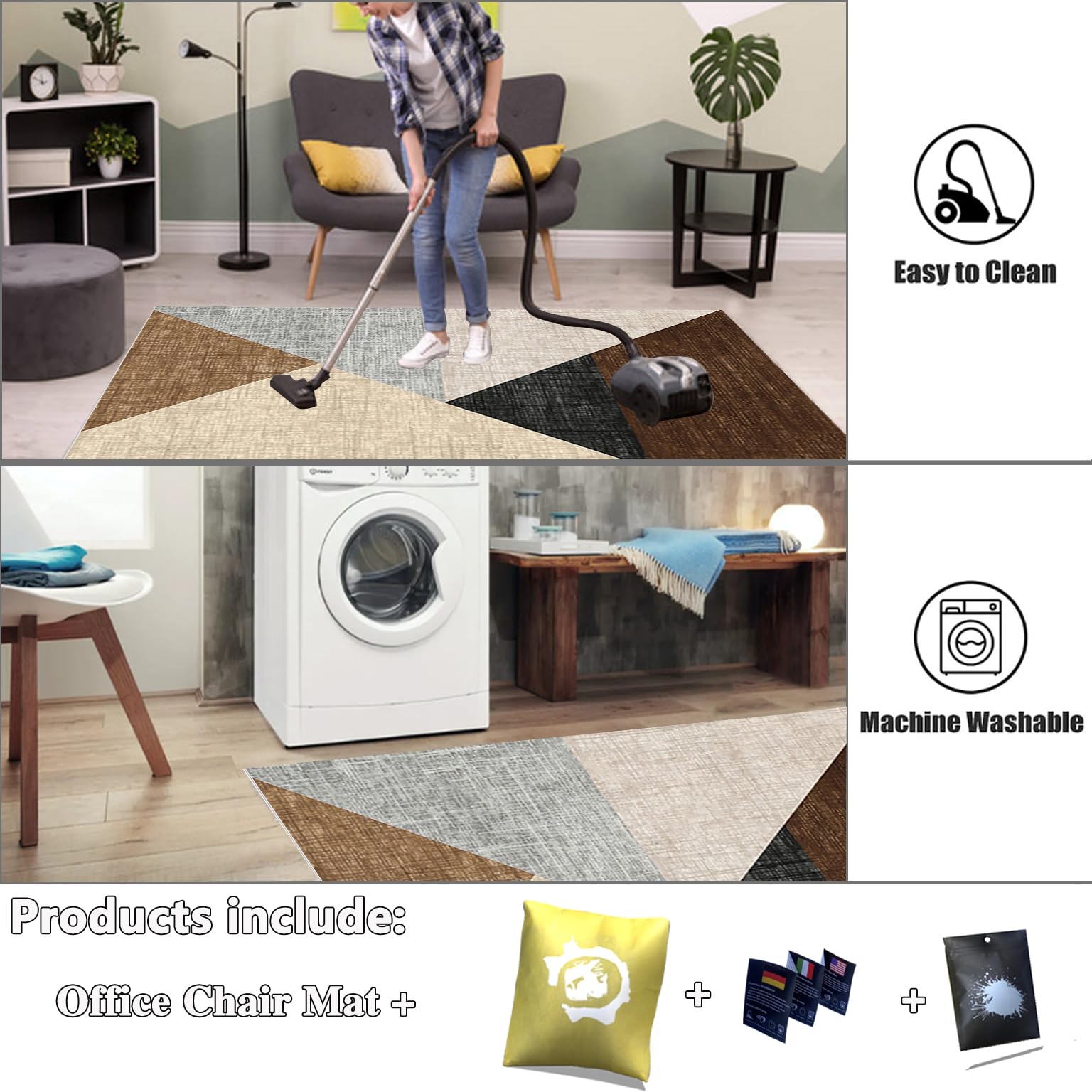 Bodenschutzmatte Bürostuhl Teppich, Gaming Bürostuhl Stuhlmatten für Teppichboden, Bürostuhlmatte für Hartholzböden, Teppich Unterlage-Kratzfest Geeignet für Büro und Zuhause 90 x 120 cm