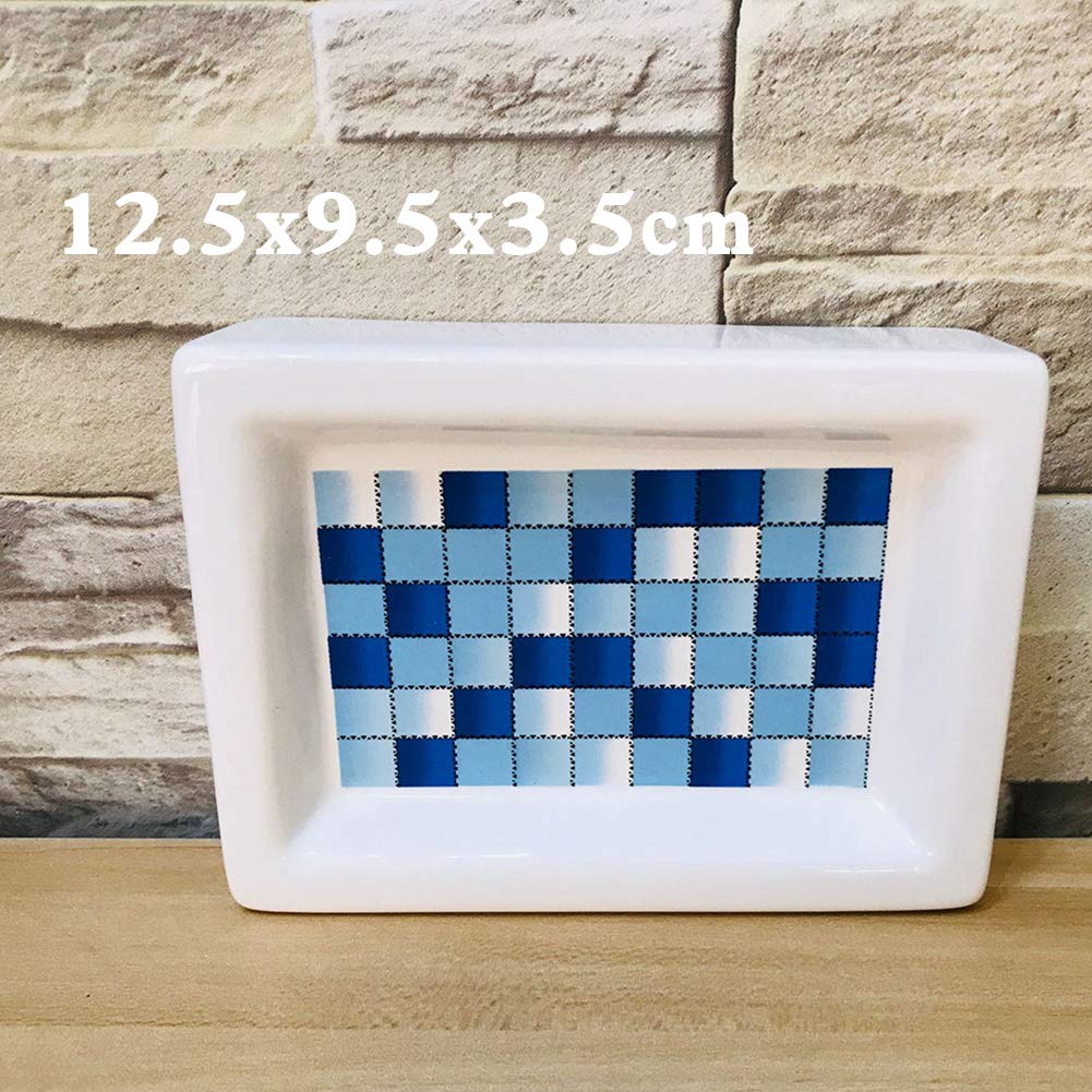 Muzi Badzubehör-Set aus Keramik, modernes Design, Seifenspender, Zahnbürstenhalter, Becher, Seifenschale (blaues Mosaik)